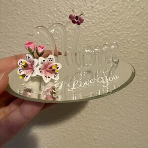 Handcrafted Glass Baron Glass Figurine Mom I love You Genuine Crystal Butterfly